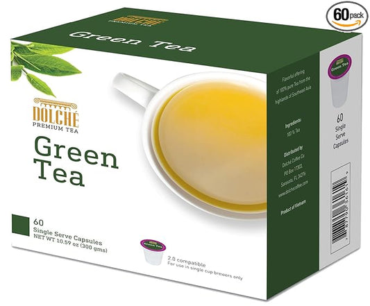 Dolche Premium Tea - 2.0 Compatible Single Serve Cups (Green Tea, 60)