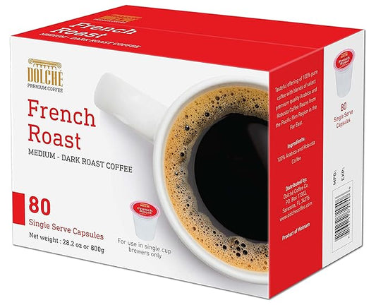 Dolche Premium Coffee – 2.0 Compatible Single Serve Cups (French Roast, 80)